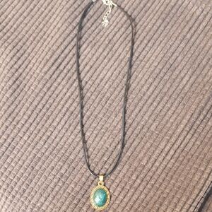 Hand Crafted Gold and Green Pendant Necklace